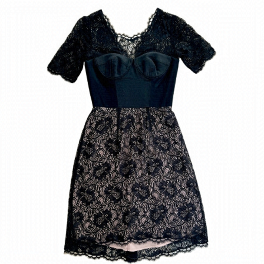 NWOT BCBG Max Azria Black Lace Corset Formal Occasion Dress - Size 0